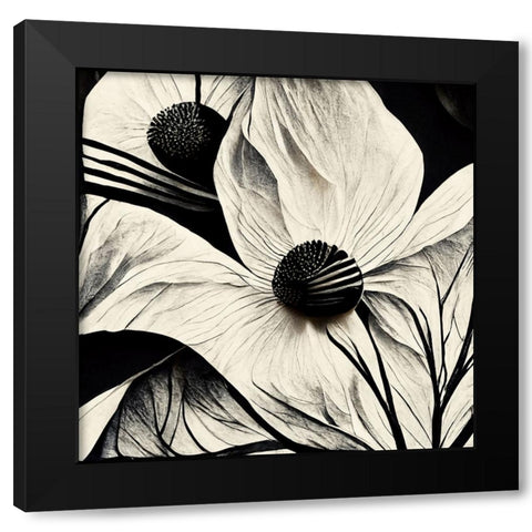 B015 Flowers Black White Black Modern Wood Framed Art Print with Double Matting by Heere, Ray