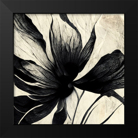 B016 Flowers Black White Black Modern Wood Framed Art Print by Heere, Ray