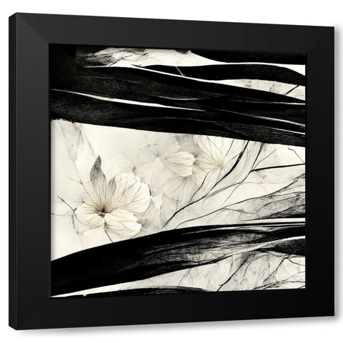 B017 Flowers Black White Black Modern Wood Framed Art Print with Double Matting by Heere, Ray