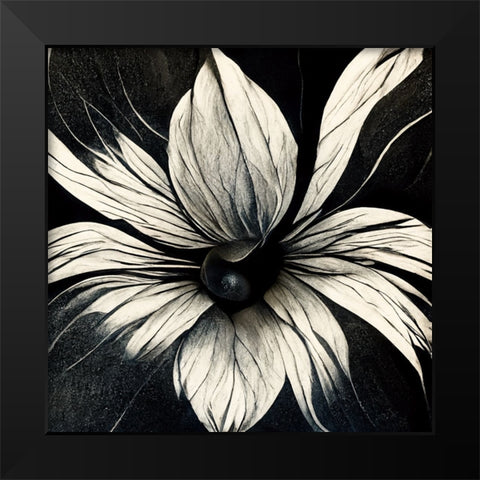B019 Flowers Black White Black Modern Wood Framed Art Print by Heere, Ray