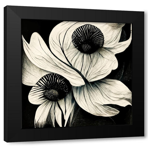 B021 Flowers Black White Black Modern Wood Framed Art Print by Heere, Ray