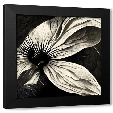 B022 Flowers Black White Black Modern Wood Framed Art Print with Double Matting by Heere, Ray