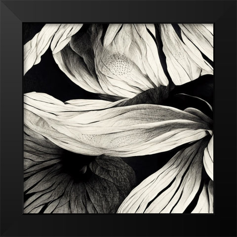 B023 Flowers Black White Black Modern Wood Framed Art Print by Heere, Ray