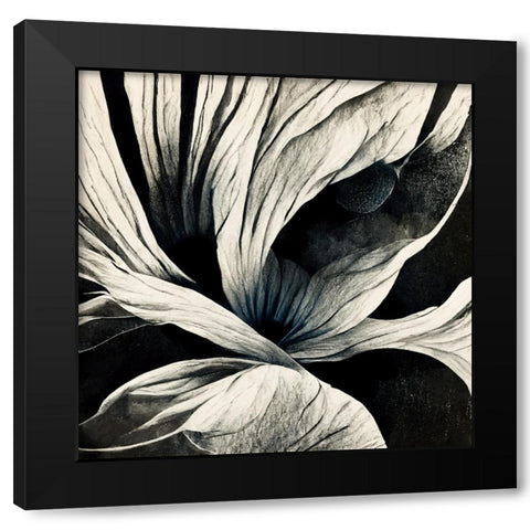 B025 Flowers Black White Black Modern Wood Framed Art Print with Double Matting by Heere, Ray