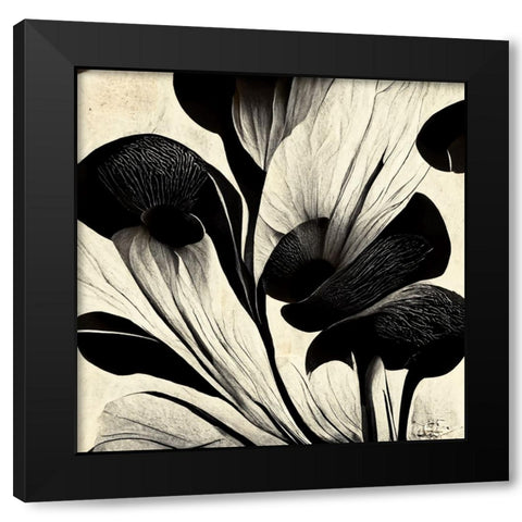 B027 Flowers Black White Black Modern Wood Framed Art Print by Heere, Ray