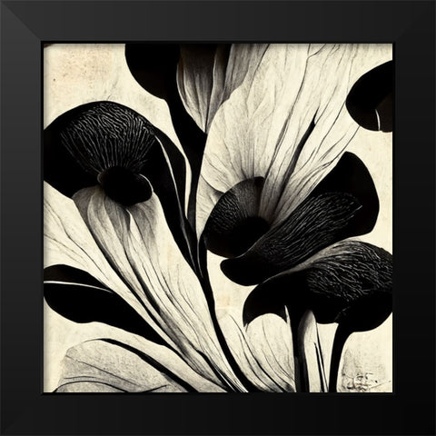 B027 Flowers Black White Black Modern Wood Framed Art Print by Heere, Ray