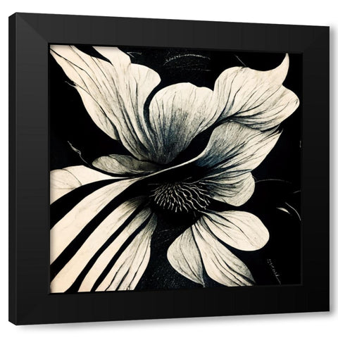 B028 Flowers Black White Black Modern Wood Framed Art Print by Heere, Ray
