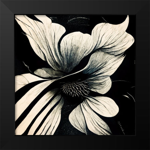 B028 Flowers Black White Black Modern Wood Framed Art Print by Heere, Ray