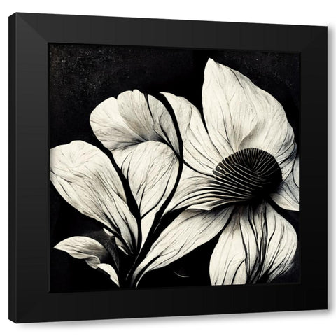 B030 Flowers Black White Black Modern Wood Framed Art Print with Double Matting by Heere, Ray