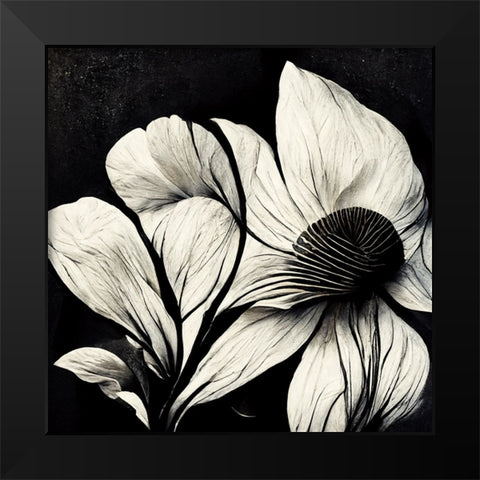 B030 Flowers Black White Black Modern Wood Framed Art Print by Heere, Ray