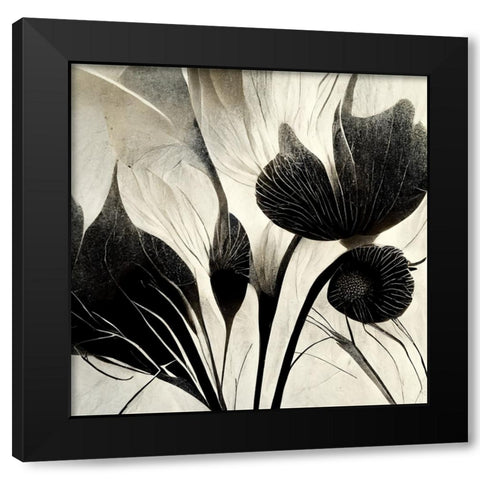 B031 Flowers Black White Black Modern Wood Framed Art Print by Heere, Ray