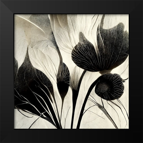 B031 Flowers Black White Black Modern Wood Framed Art Print by Heere, Ray
