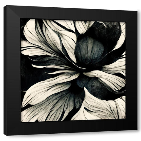 B034 Flowers Black White Black Modern Wood Framed Art Print by Heere, Ray