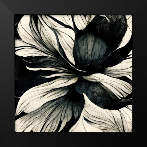 B034 Flowers Black White Black Modern Wood Framed Art Print by Heere, Ray