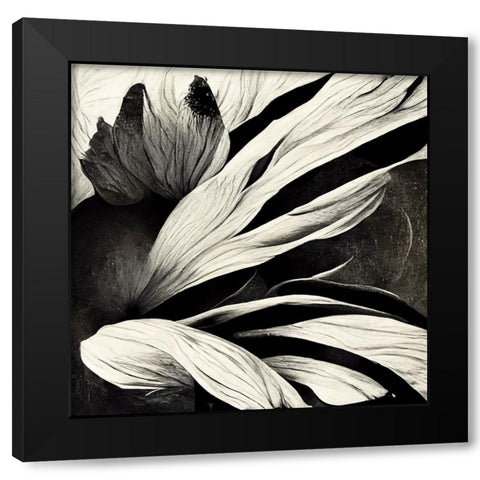 B035 Flowers Black White Black Modern Wood Framed Art Print by Heere, Ray