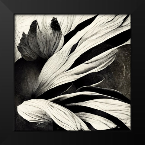 B035 Flowers Black White Black Modern Wood Framed Art Print by Heere, Ray