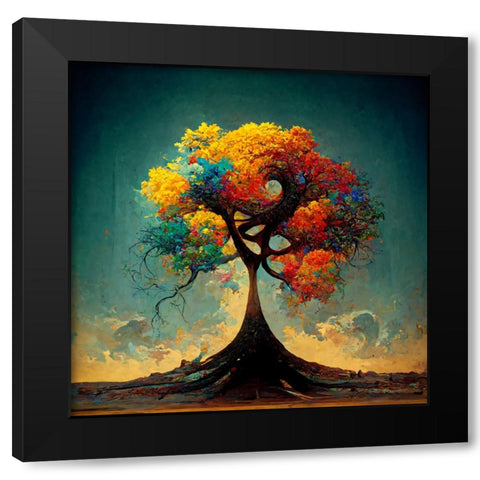 A036 Tree Of Life Black Modern Wood Framed Art Print with Double Matting by Heere, Ray