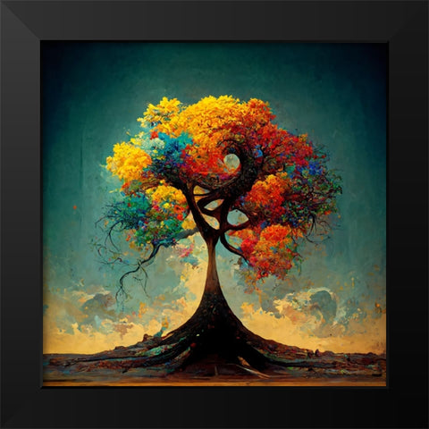A036 Tree Of Life Black Modern Wood Framed Art Print by Heere, Ray