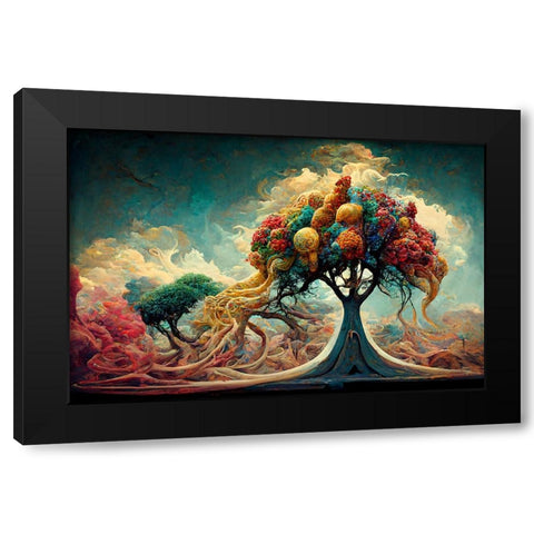 A037 Tree Of Life Black Modern Wood Framed Art Print by Heere, Ray