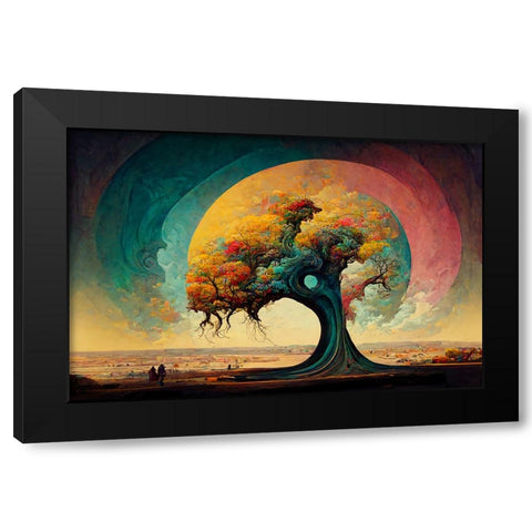 A038 Tree Of Life Black Modern Wood Framed Art Print with Double Matting by Heere, Ray