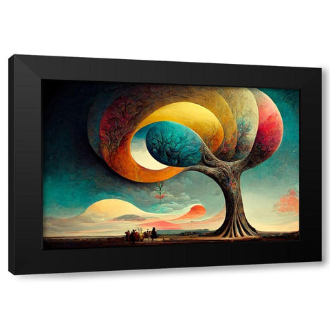 A039 Tree Of Life Black Modern Wood Framed Art Print by Heere, Ray