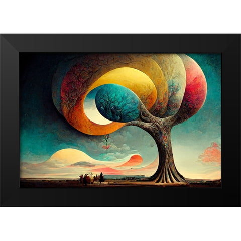 A039 Tree Of Life Black Modern Wood Framed Art Print by Heere, Ray