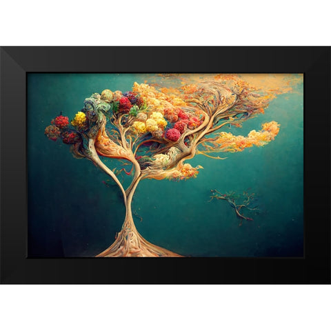 A041 Tree Of Life Black Modern Wood Framed Art Print by Heere, Ray