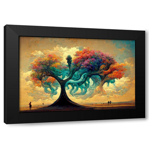 A042 Tree Of Life Black Modern Wood Framed Art Print by Heere, Ray