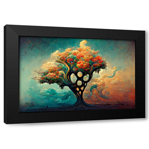A043 Tree Of Life Black Modern Wood Framed Art Print with Double Matting by Heere, Ray