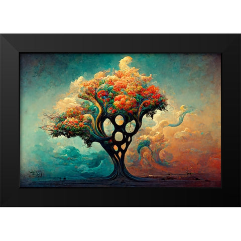 A043 Tree Of Life Black Modern Wood Framed Art Print by Heere, Ray