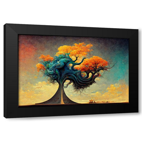 A044 Tree Of Life Black Modern Wood Framed Art Print by Heere, Ray