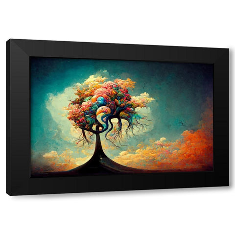 A045 Tree Of Life Black Modern Wood Framed Art Print by Heere, Ray