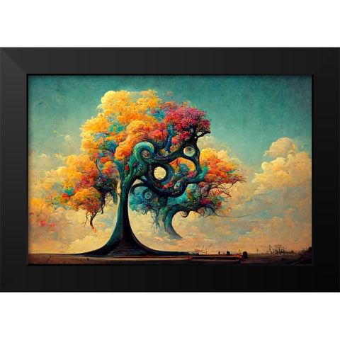 A046 Tree Of Life Black Modern Wood Framed Art Print by Heere, Ray