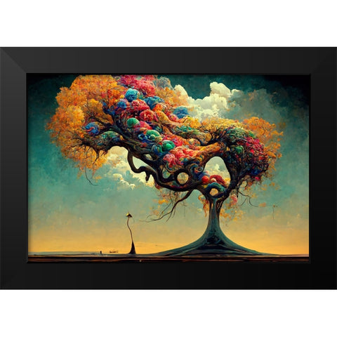 A047 Tree Of Life Black Modern Wood Framed Art Print by Heere, Ray
