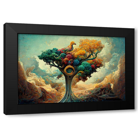 A048 Tree Of Life Black Modern Wood Framed Art Print with Double Matting by Heere, Ray