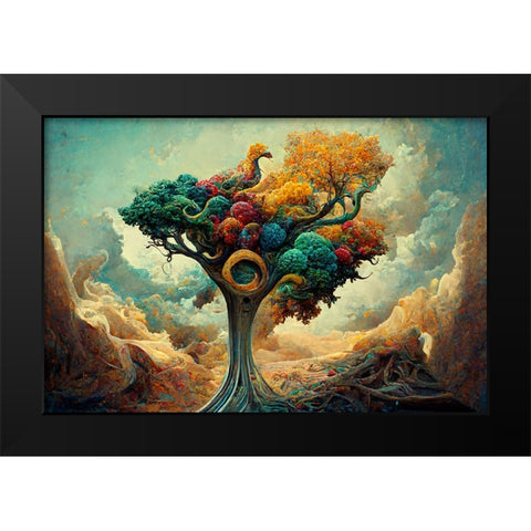 A048 Tree Of Life Black Modern Wood Framed Art Print by Heere, Ray