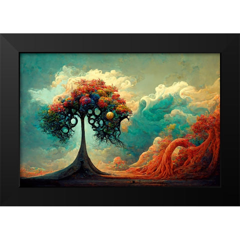 A049 Tree Of Life Black Modern Wood Framed Art Print by Heere, Ray