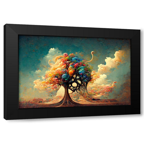 A050 Tree Of Life Black Modern Wood Framed Art Print by Heere, Ray