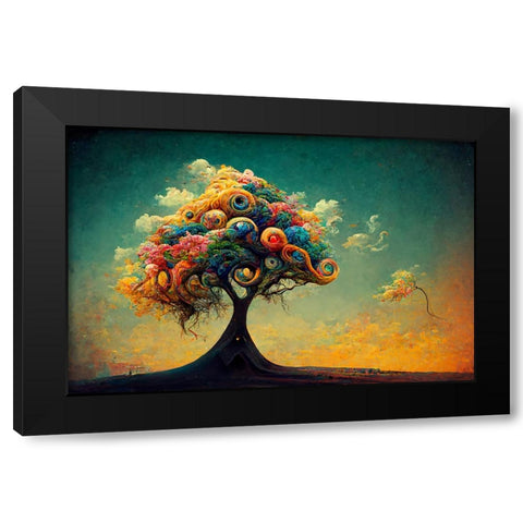 A051 Tree Of Life Black Modern Wood Framed Art Print by Heere, Ray