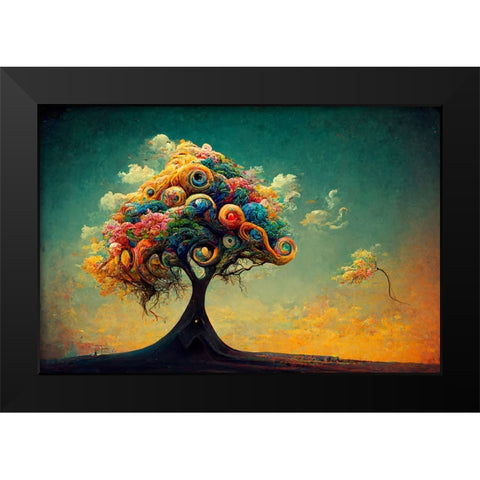 A051 Tree Of Life Black Modern Wood Framed Art Print by Heere, Ray
