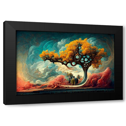 A052 Tree Of Life Black Modern Wood Framed Art Print by Heere, Ray