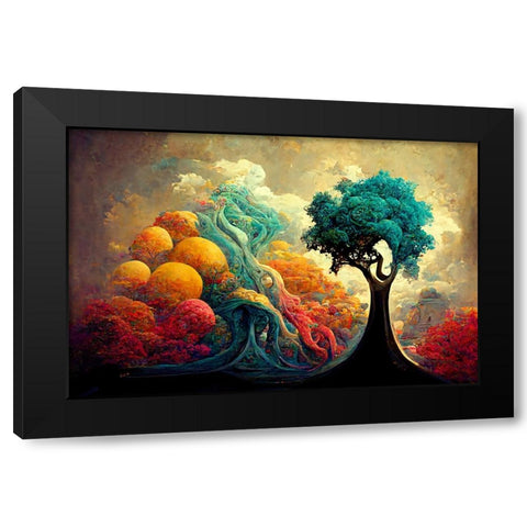A053 Tree Of Life Black Modern Wood Framed Art Print by Heere, Ray