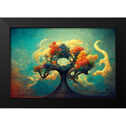 A054 Tree Of Life Black Modern Wood Framed Art Print by Heere, Ray
