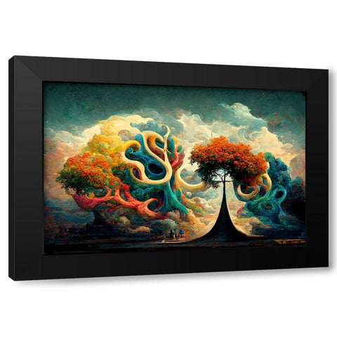 A056 Tree Of Life Black Modern Wood Framed Art Print by Heere, Ray