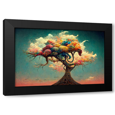 A057 Tree Of Life Black Modern Wood Framed Art Print by Heere, Ray
