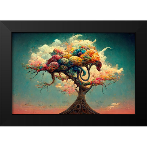 A057 Tree Of Life Black Modern Wood Framed Art Print by Heere, Ray