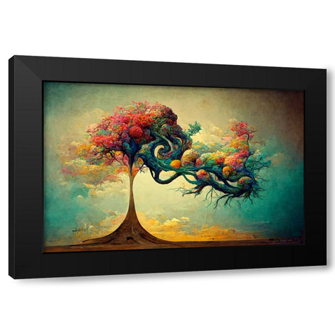 A058 Tree Of Life Black Modern Wood Framed Art Print by Heere, Ray