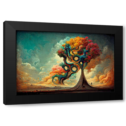 A059 Tree Of Life Black Modern Wood Framed Art Print by Heere, Ray