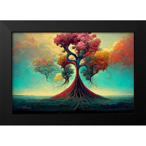 A060 Tree Of Life Black Modern Wood Framed Art Print by Heere, Ray