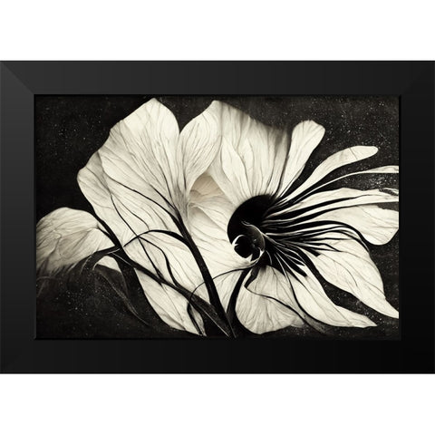 B037 Flowers Black White Black Modern Wood Framed Art Print by Heere, Ray